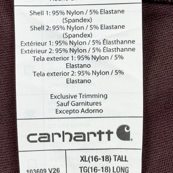 Carhartt Women's Force Fitted Lightweight Burgundy Utility Legging Size XL 16-18 - Picture 7 of 11